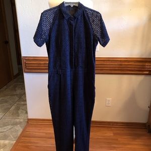 J Crew Collection Navy Eyelet Jumpsuit size 10